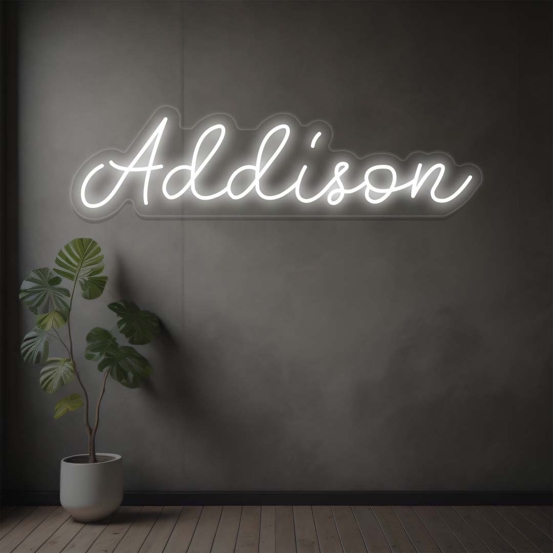 Addison Name Neon Sign  | White