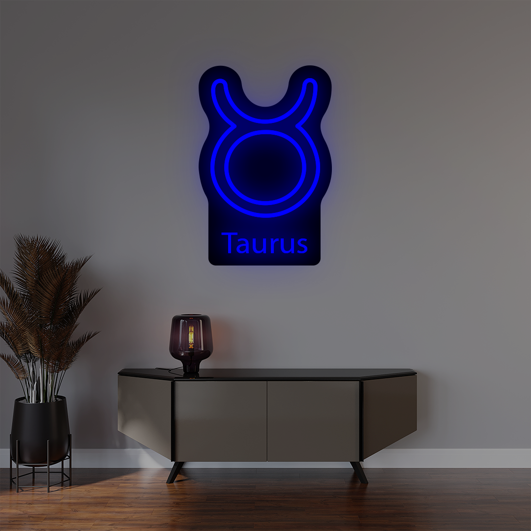 Taurus Zodiac Illuminated Sign | Blue