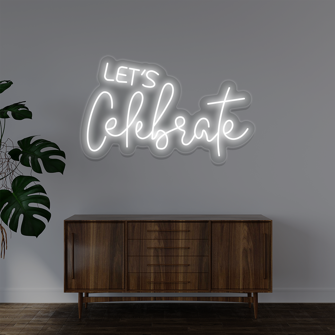Let's Celebrate Neon Sign | white