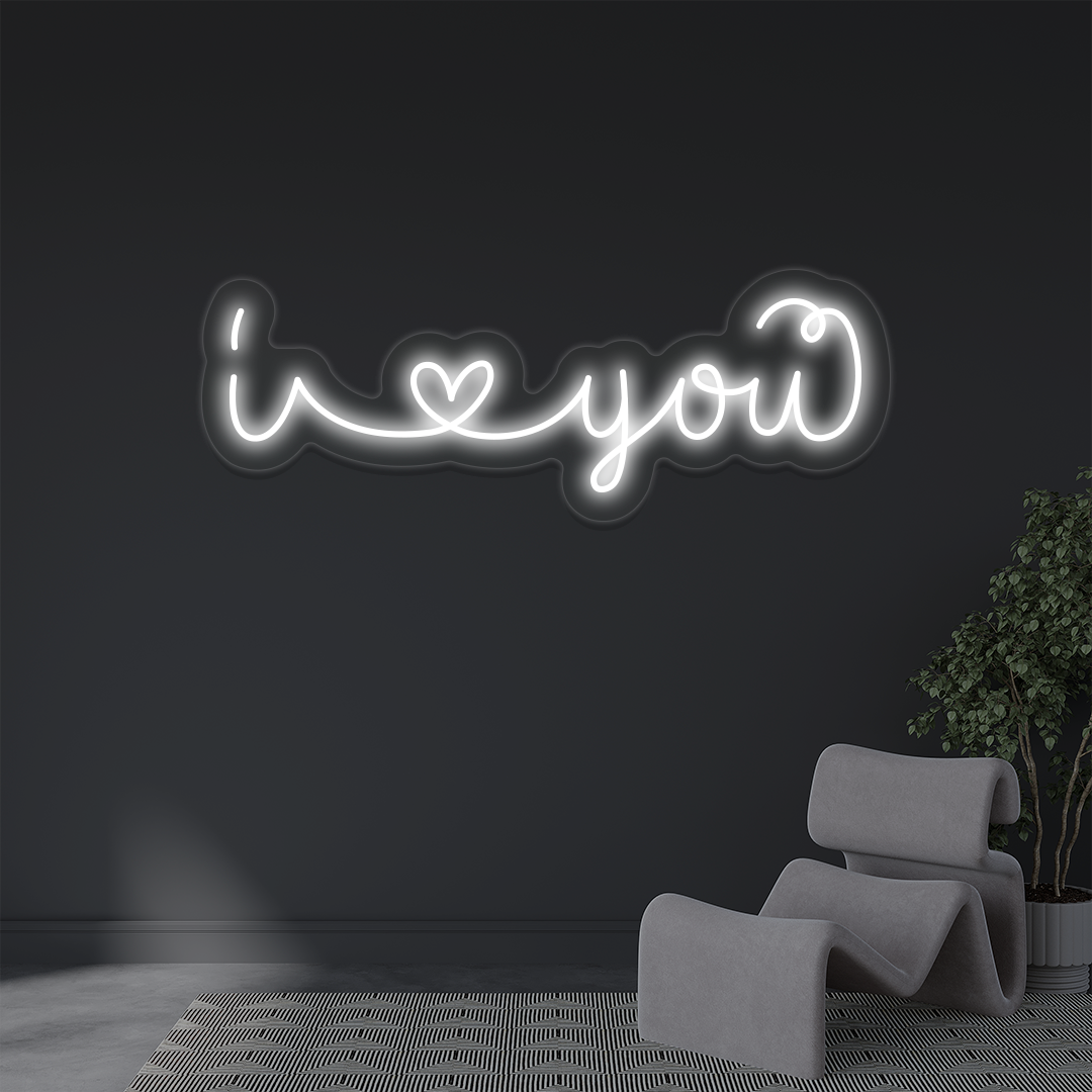 I Love You Neon Sign | White
