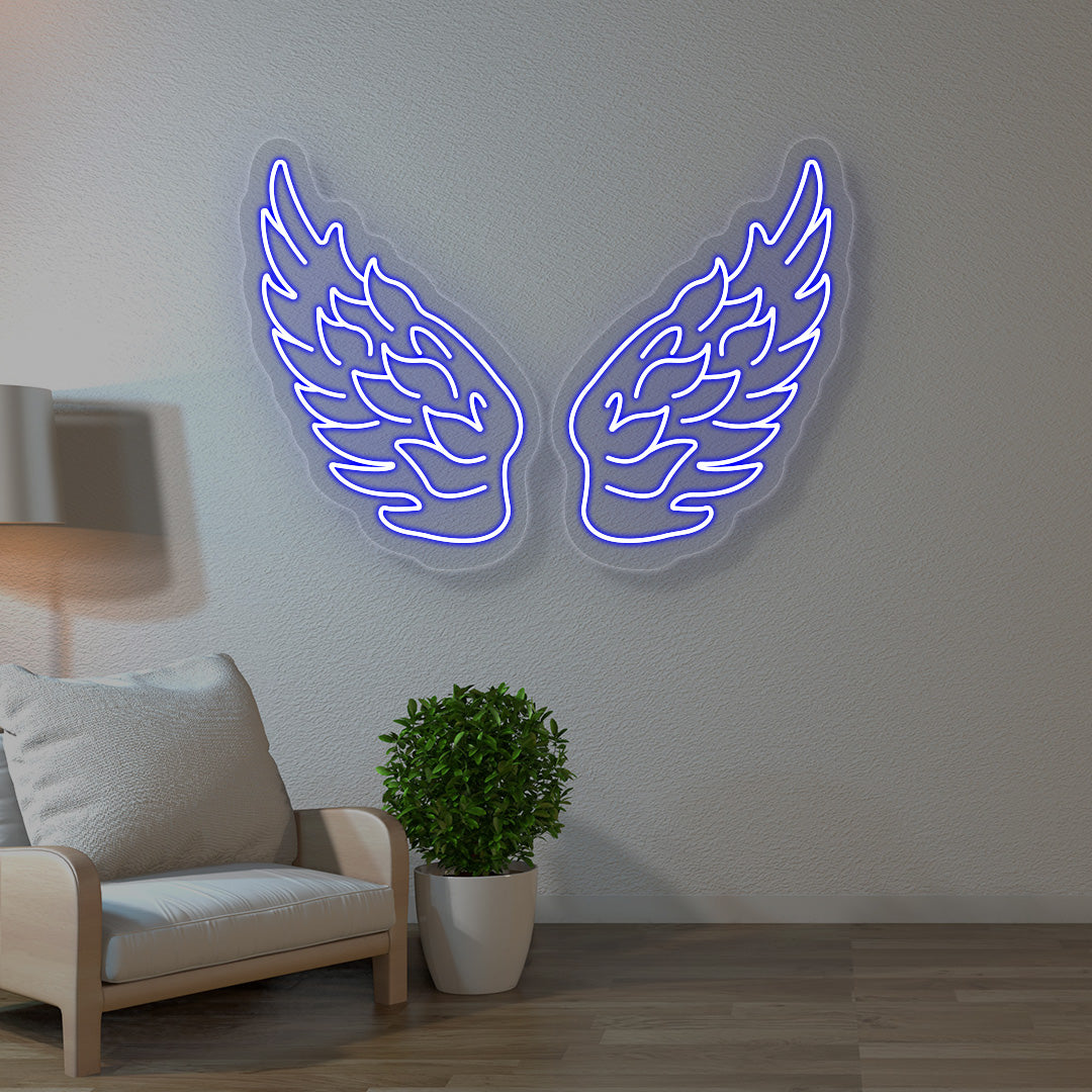Angel Wings Neon Sign | Blue