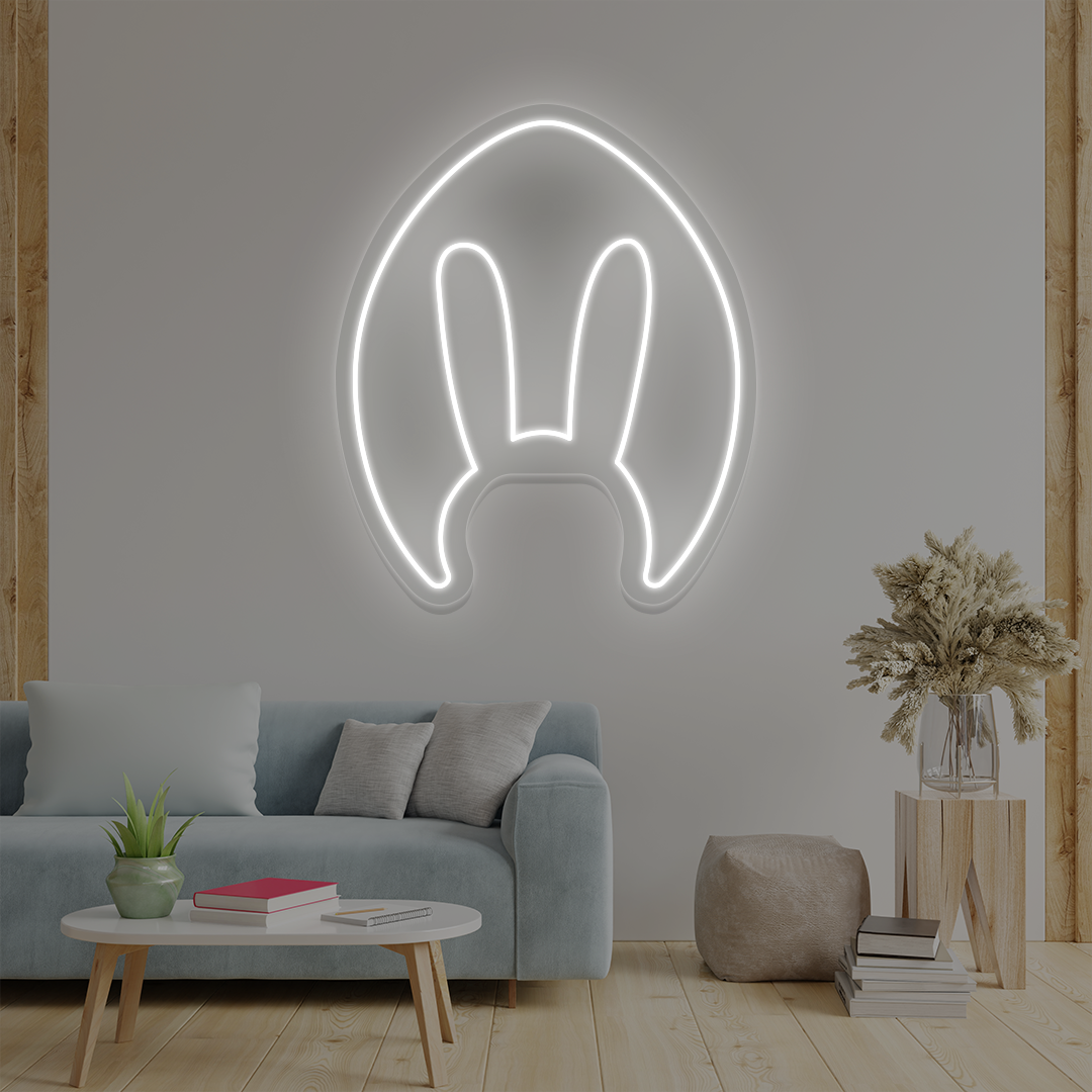 white bunny ears neon sign wall art