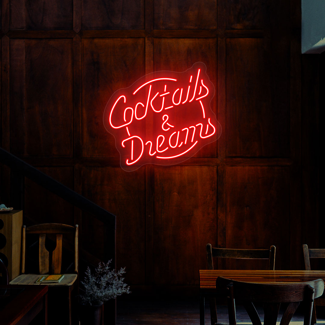 Cocktails and Dreams Neon Sign | Red