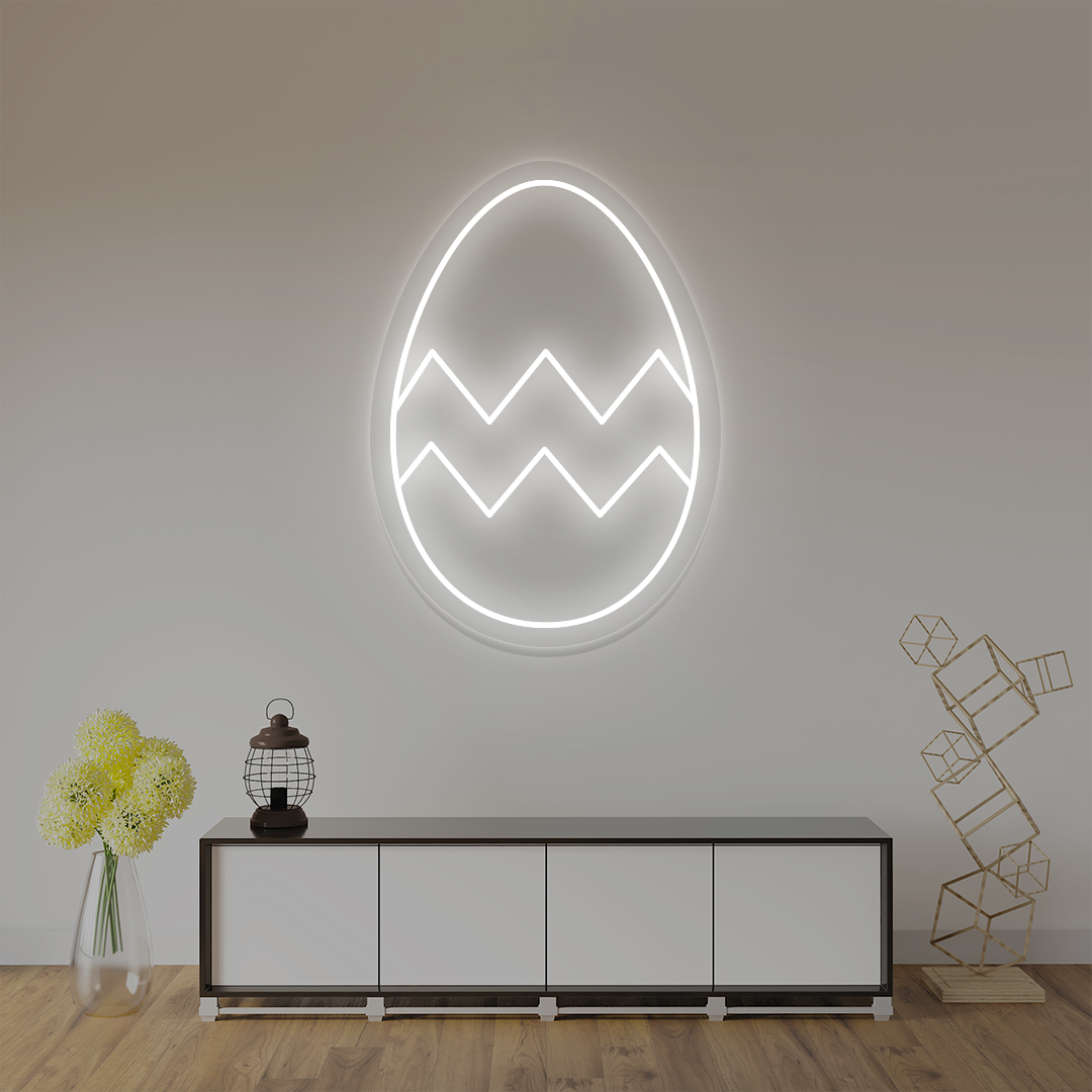 White Easter egg neon sign wall art