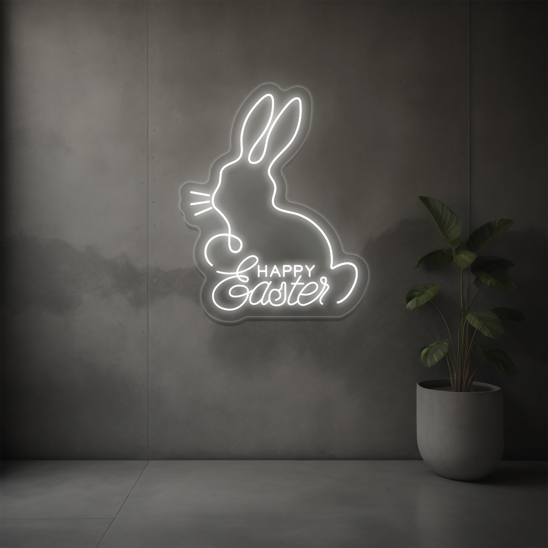 Happy Easter Bunny Neon Sign | white