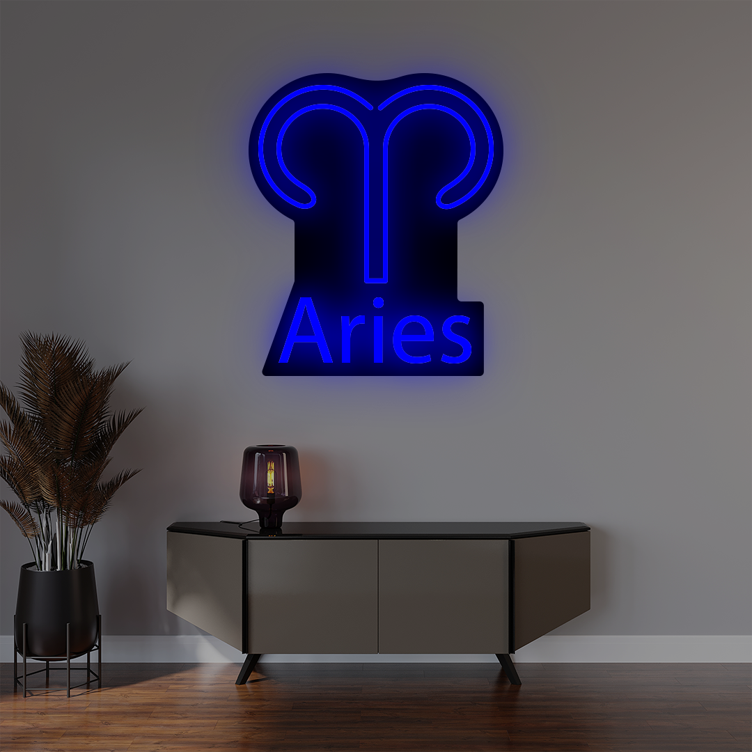 Aries Zodiac Illuminated Sign | Blue