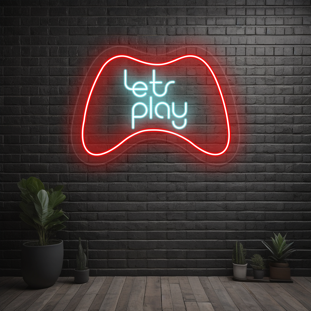 Lets Play Neon Sign | Iceblue