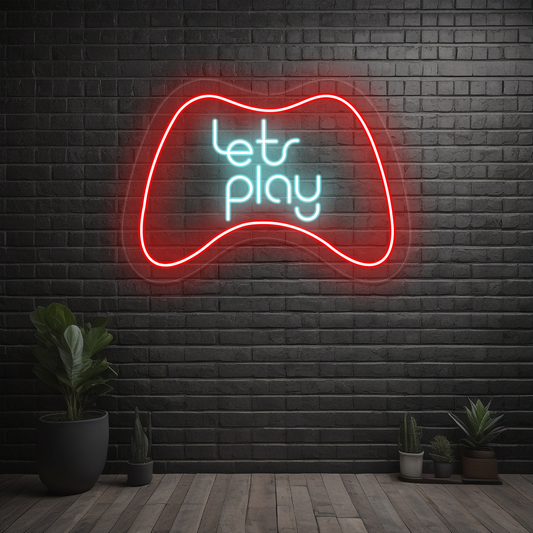 Lets Play Neon Sign | Iceblue
