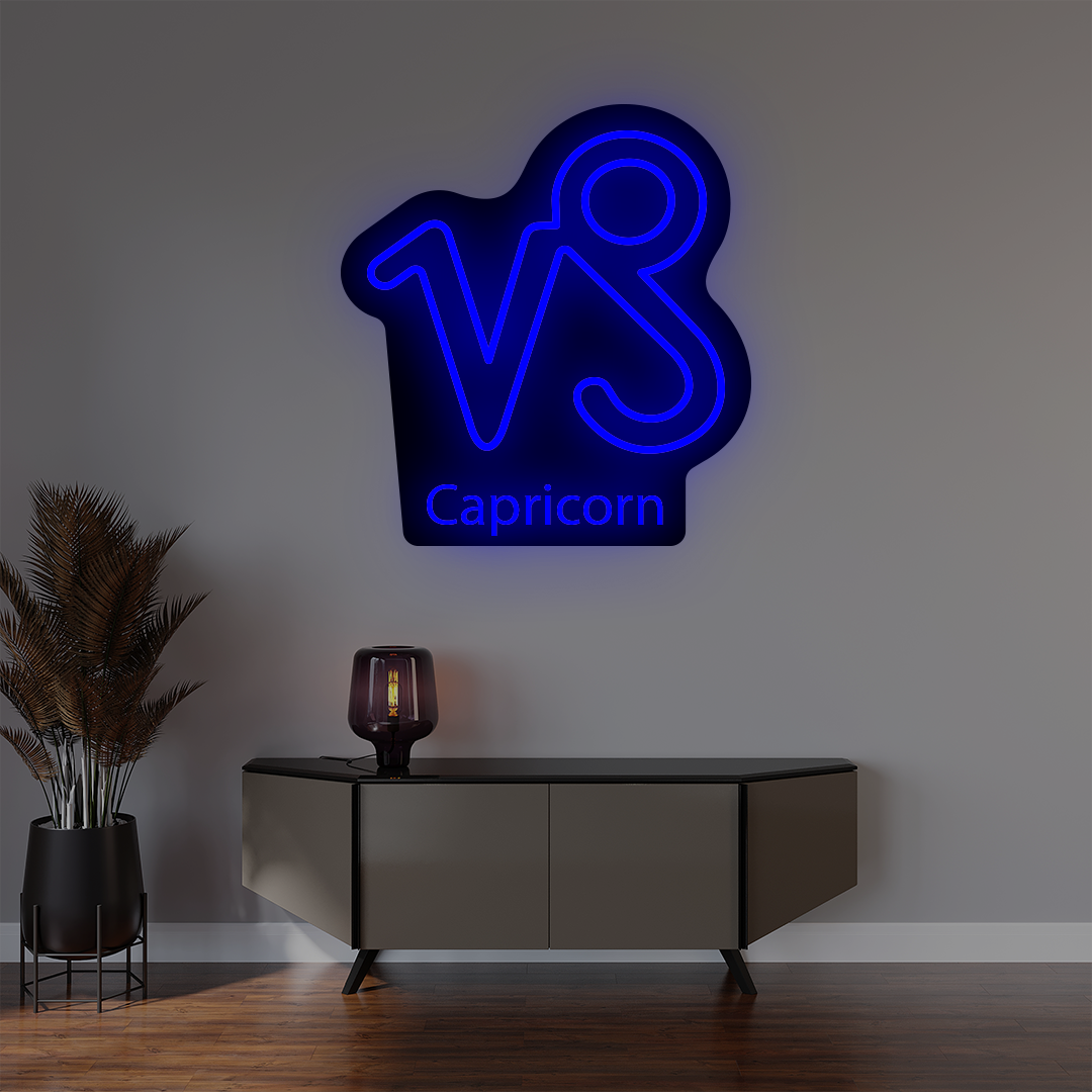 Capricorn Zodiac Illuminated Sign | Blue