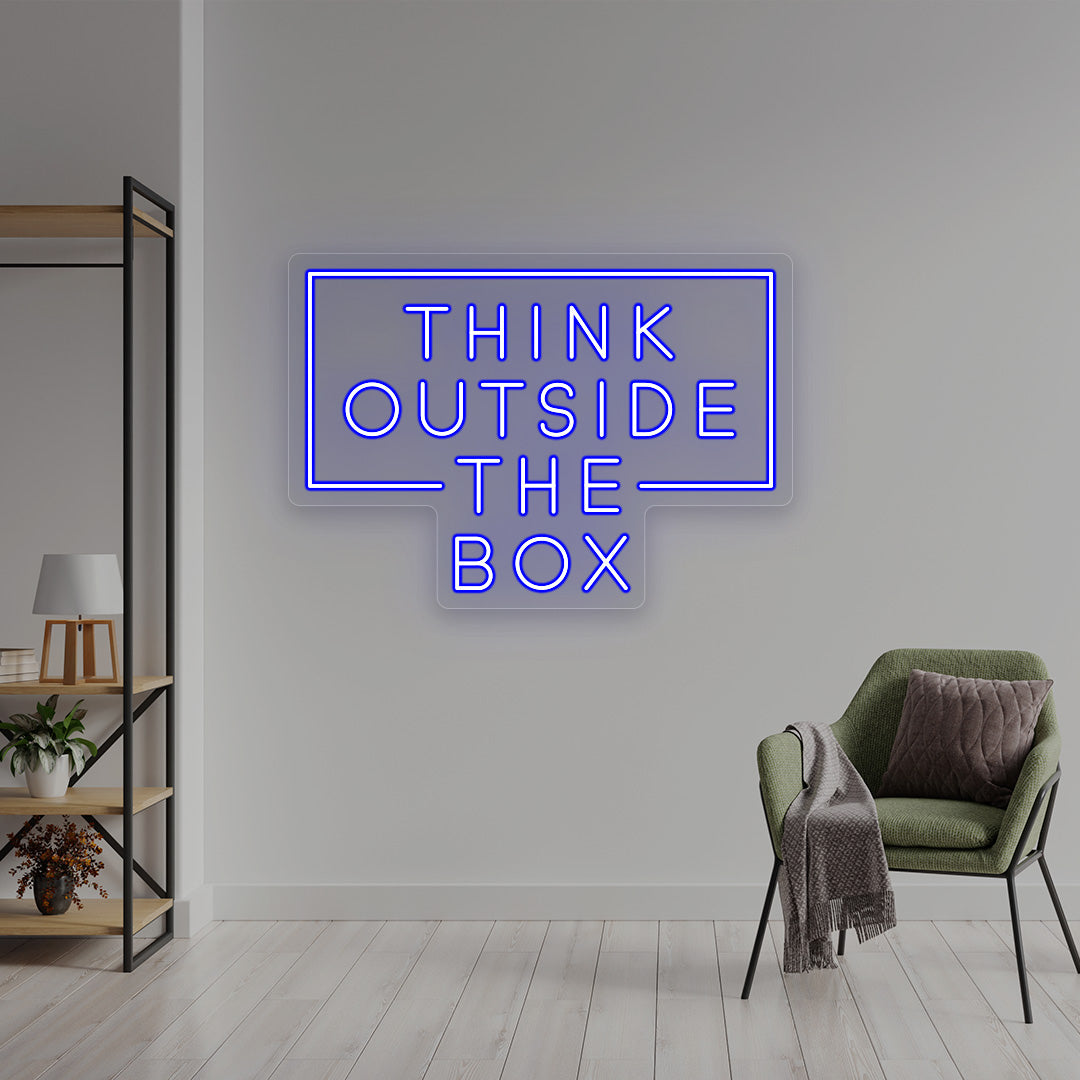Think Outside The Box Neon Sign | Blue
