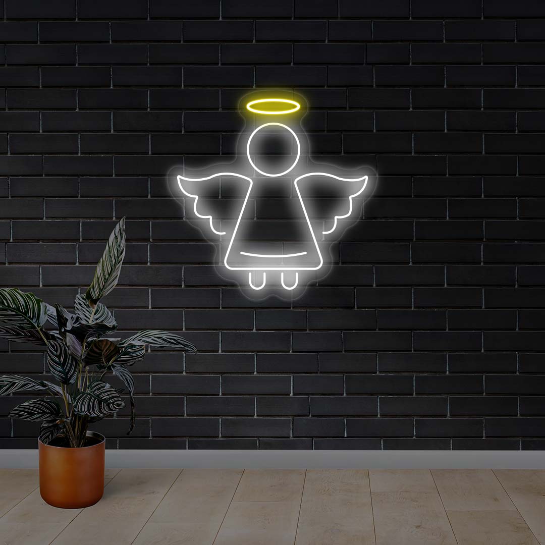 Christmas Angel Neon Sign | White