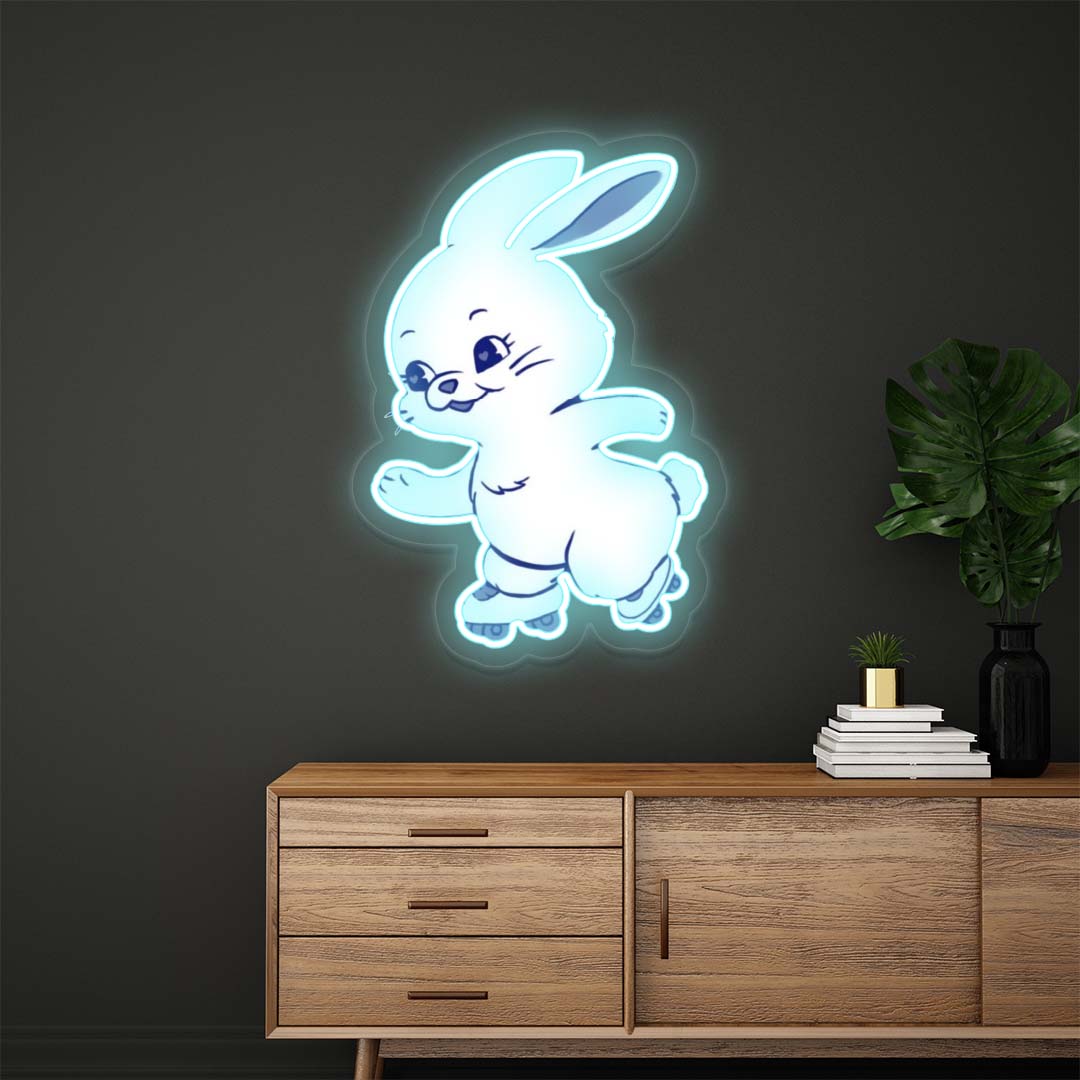 Newjeans Bunny Neon Artwork | Iceblue