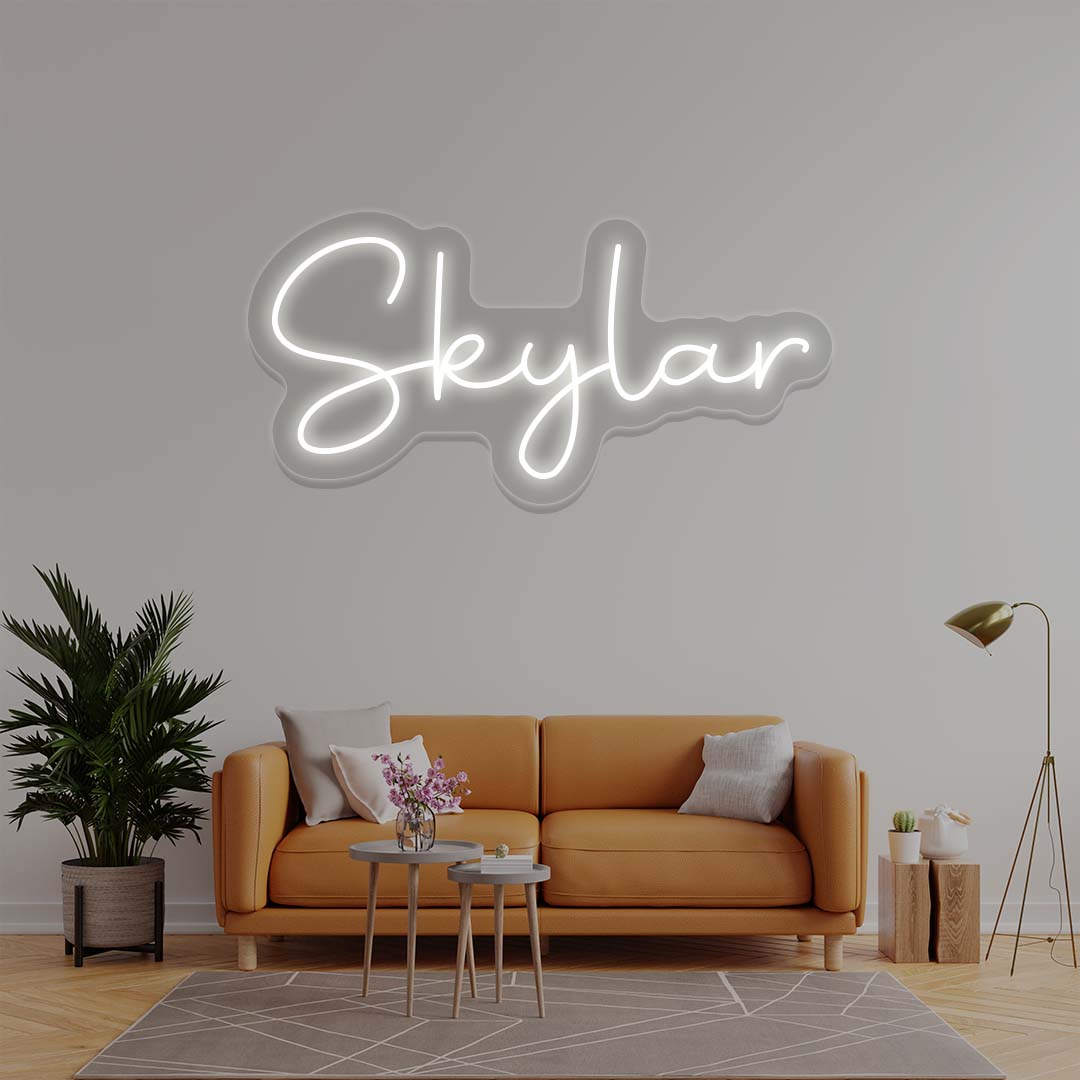 Skylar Name Neon Sign | White