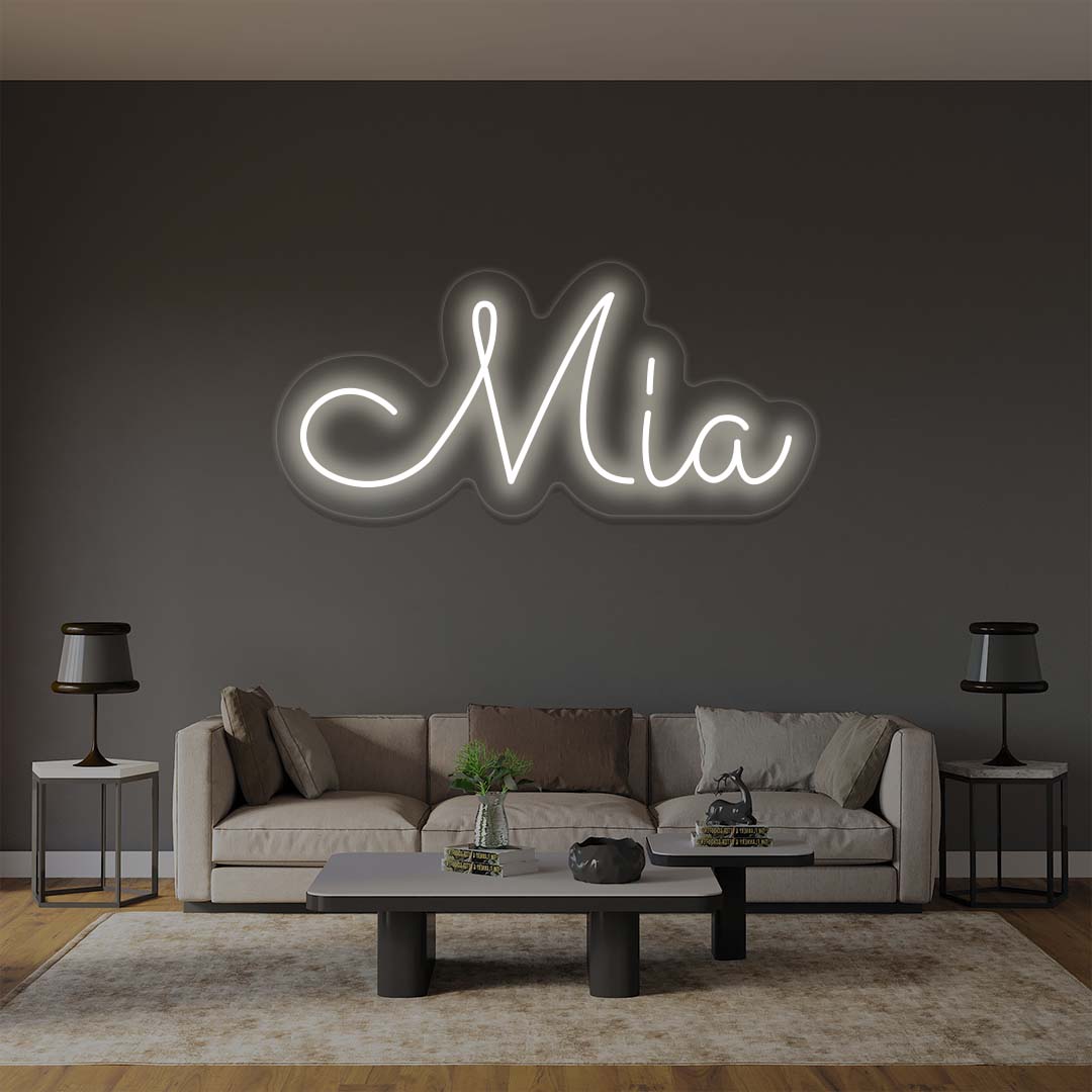 Mia Name Neon Sign | White