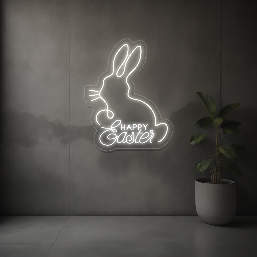 Happy Easter Bunny Neon Sign | Warm white