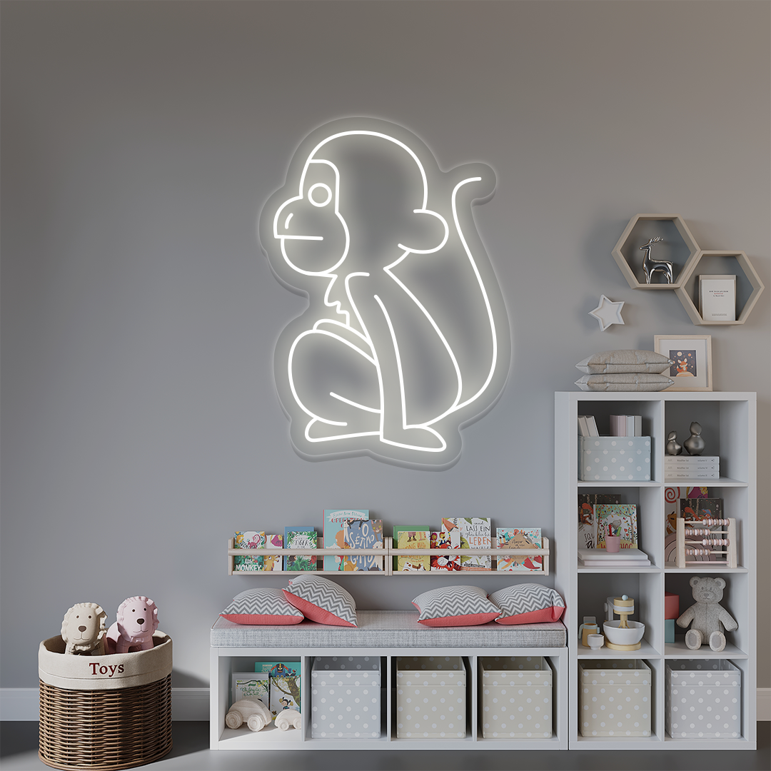 Sitting Monkey Neon Sign | Warmwhite