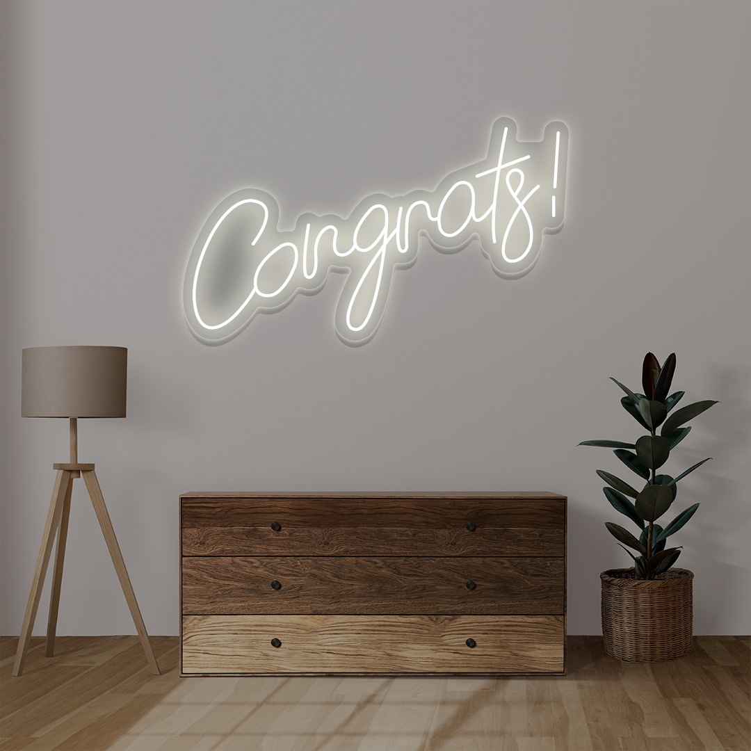 Congrats Neon Sign | White