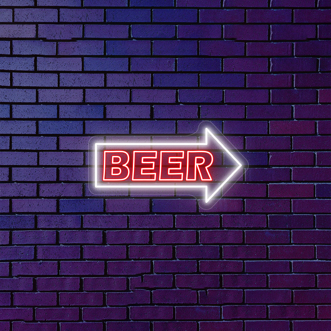 Beer Arrow Neon Sign | Multicolor | Red