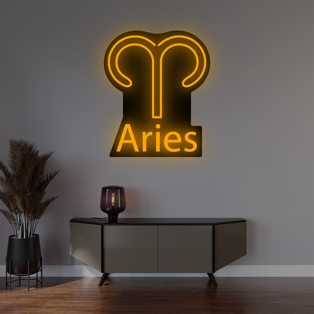 Aries Zodiac Illuminated Sign | Orange