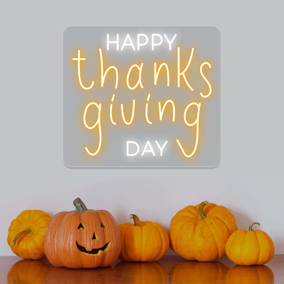 Happy Thanksgiving Day - Multicolor Neon Sign
