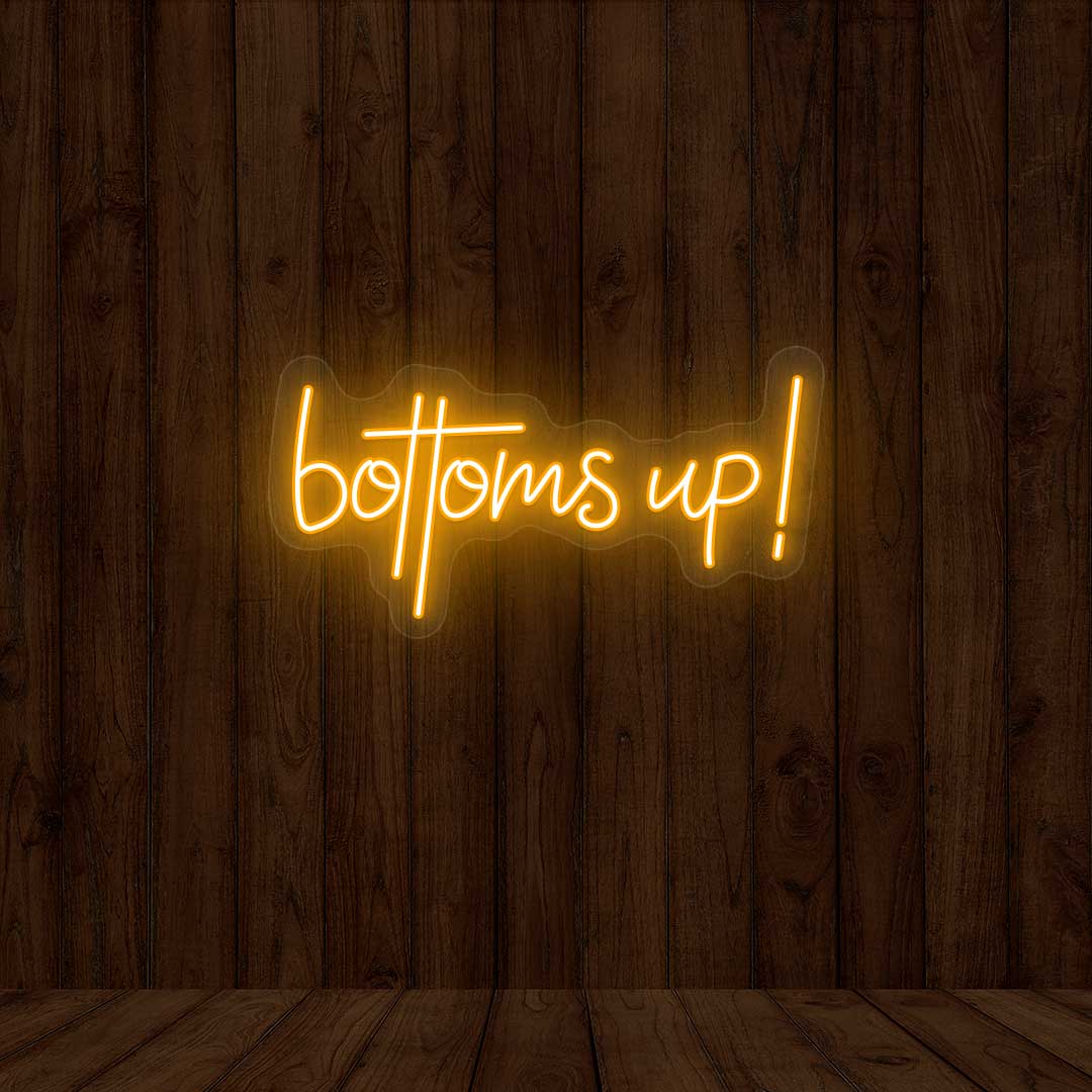 Bottoms Up - Bar Neon Sign | Orange