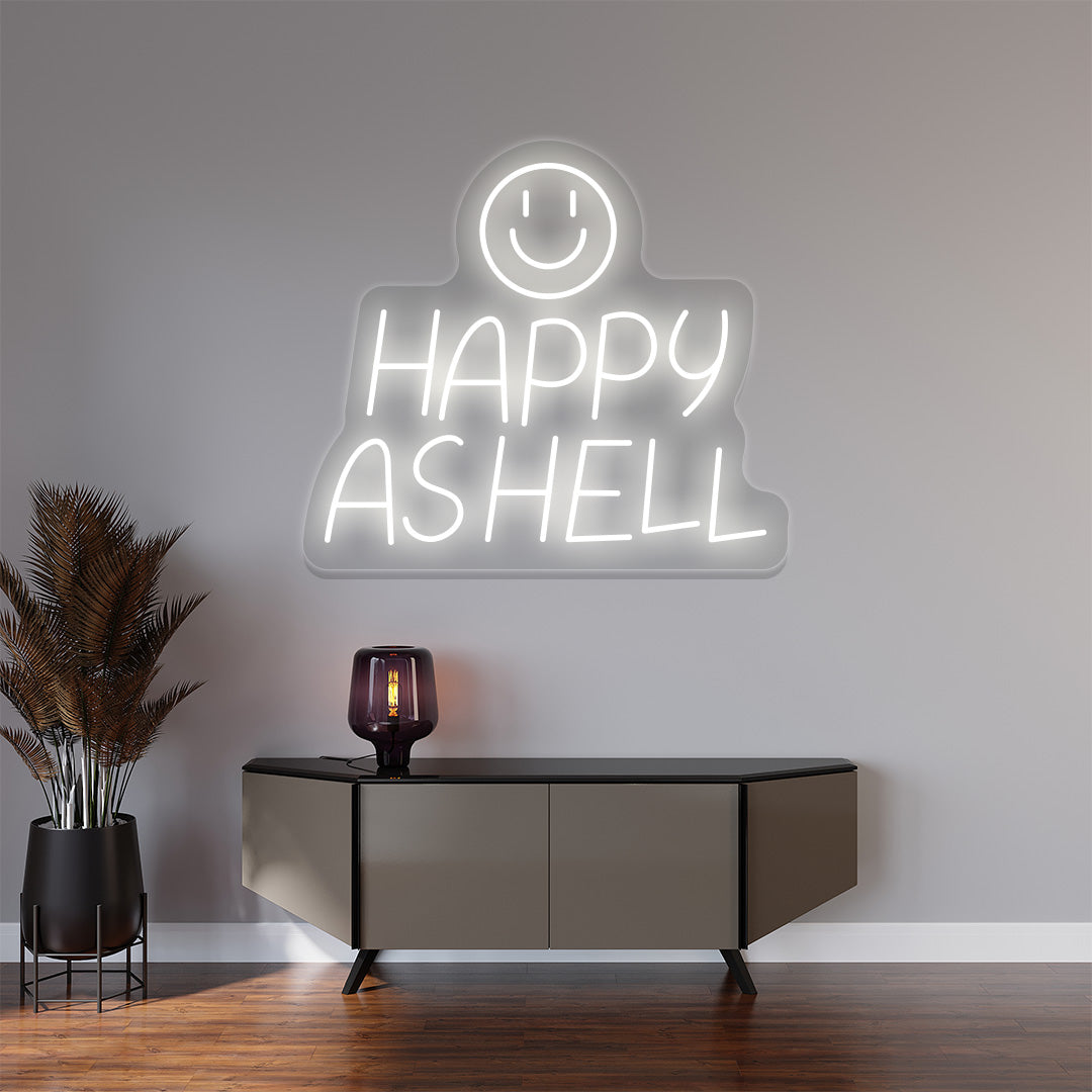 Happy As Hell Neon Sign | Warmwhite