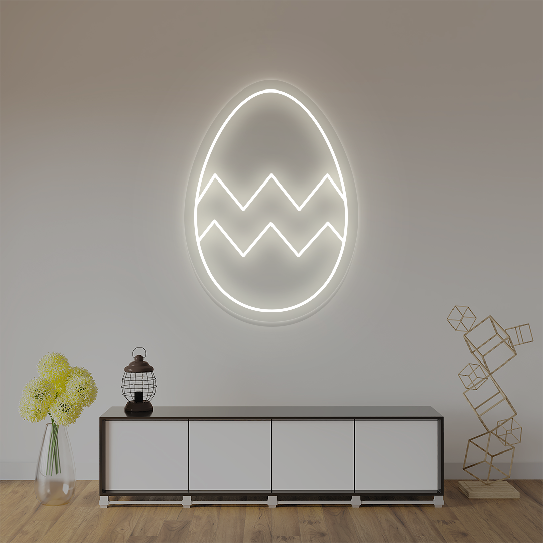 white Easter egg neon sign wall art