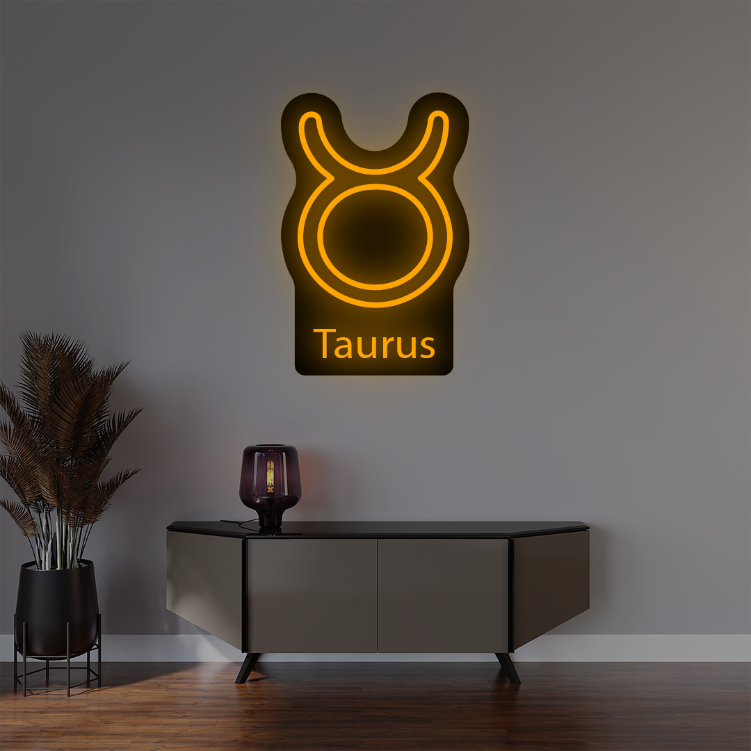 Taurus Zodiac Illuminated Sign | Orange