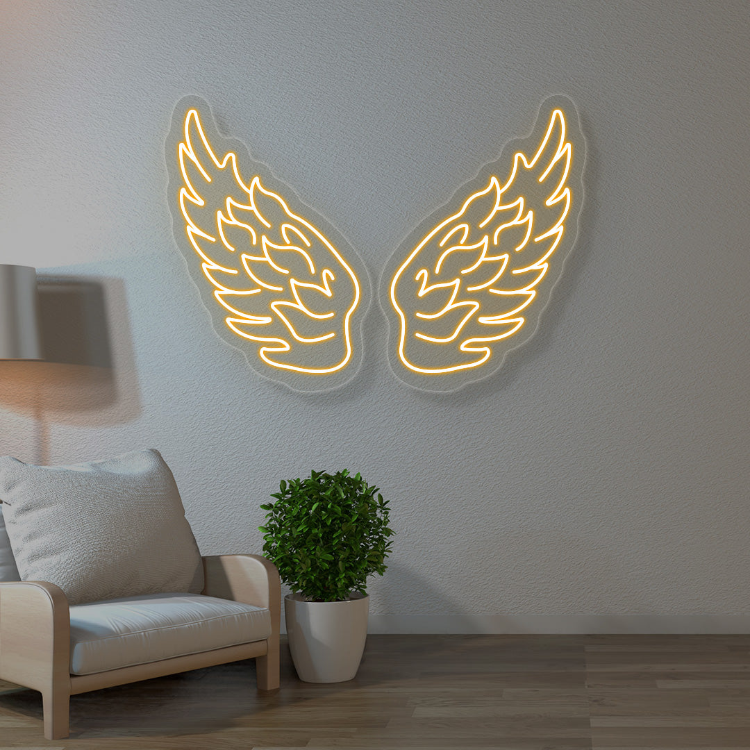 Angel Wings Neon Sign | Orange