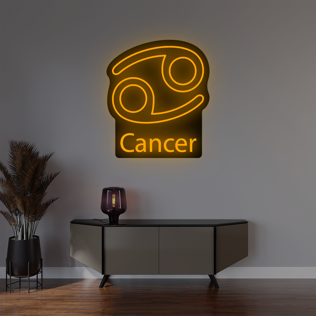 Cancer Zodiac Illuminated Sign | Orange