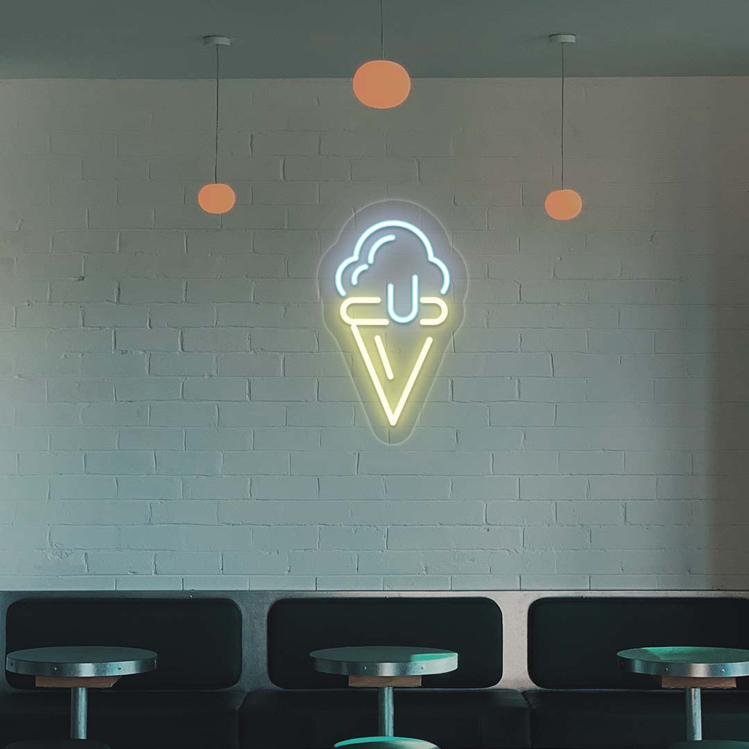 Ice Cream Neon Sign | Ice Blue