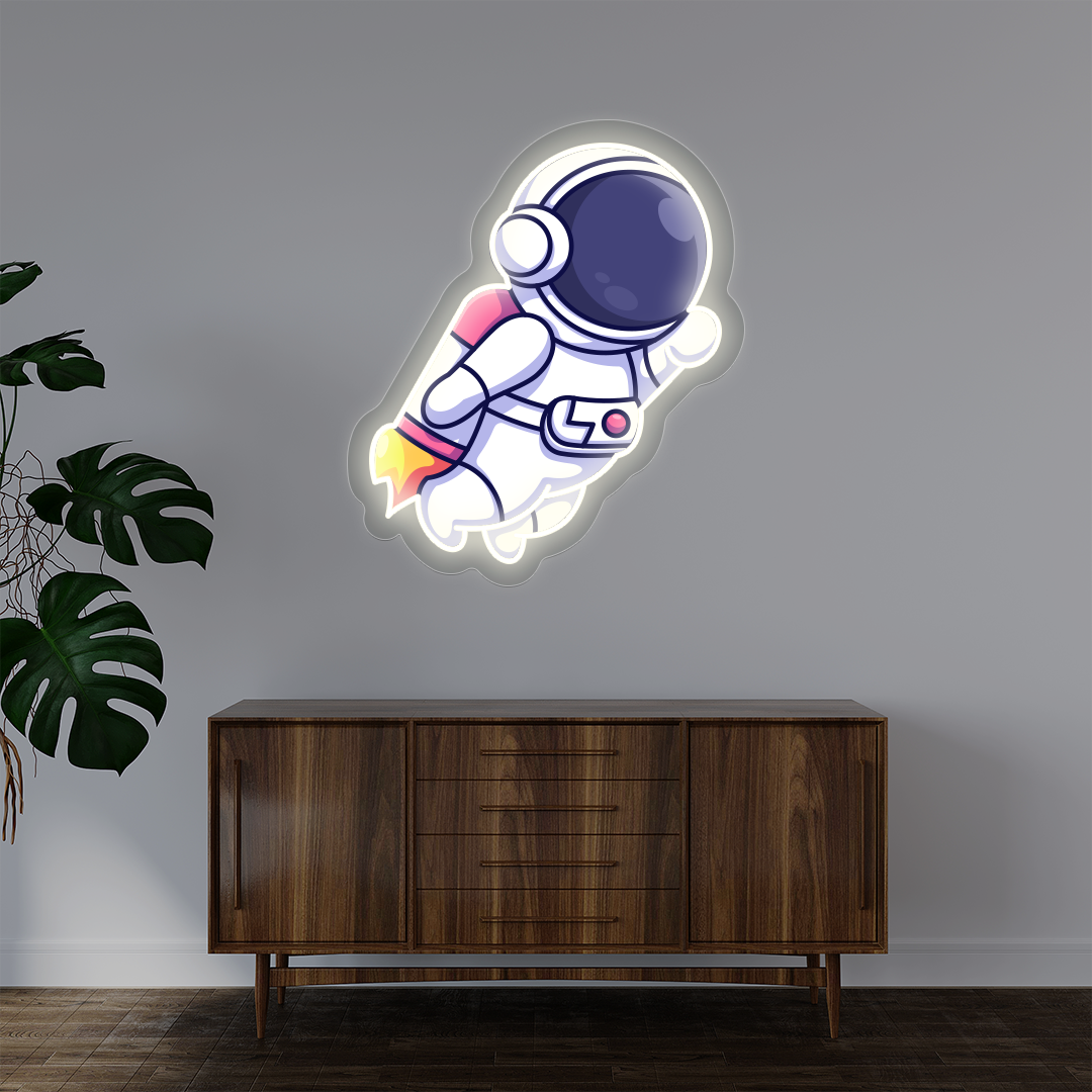 Astronaut With Jetpack Neon Artwork | Warmwhite