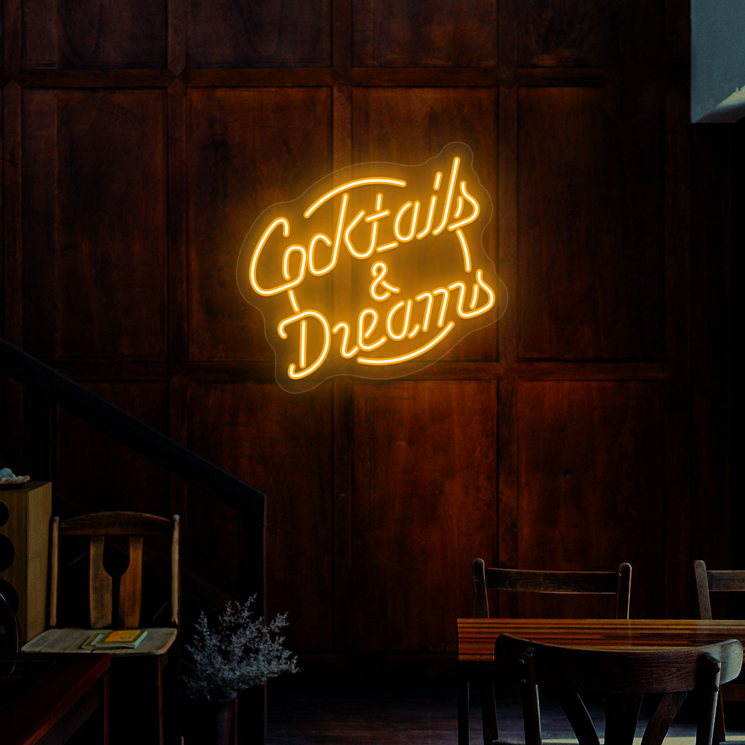 Cocktails and Dreams Neon Sign | orange