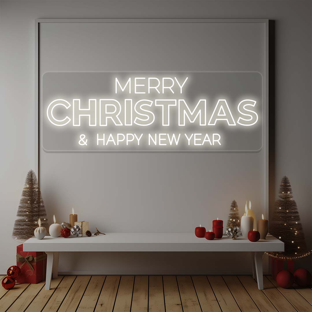 Merry Christmas And Happy New Year Neon Sign | Warmwhite