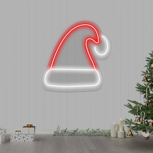Santa Cap Neon Sign  | Red