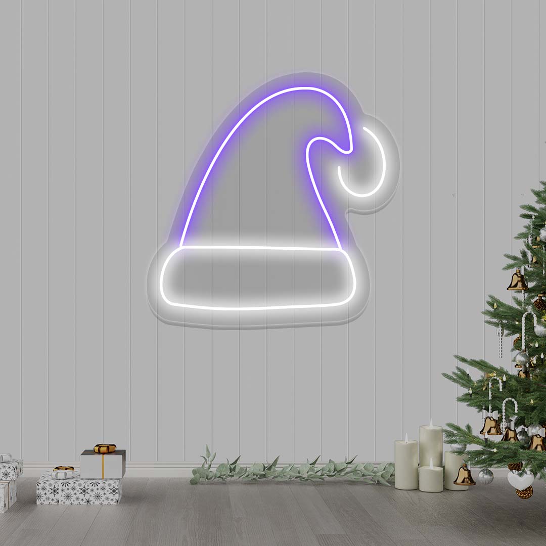 Santa Cap Neon Sign  | Purple