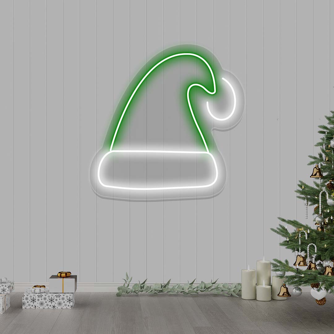 Santa Cap Neon Sign  | Green