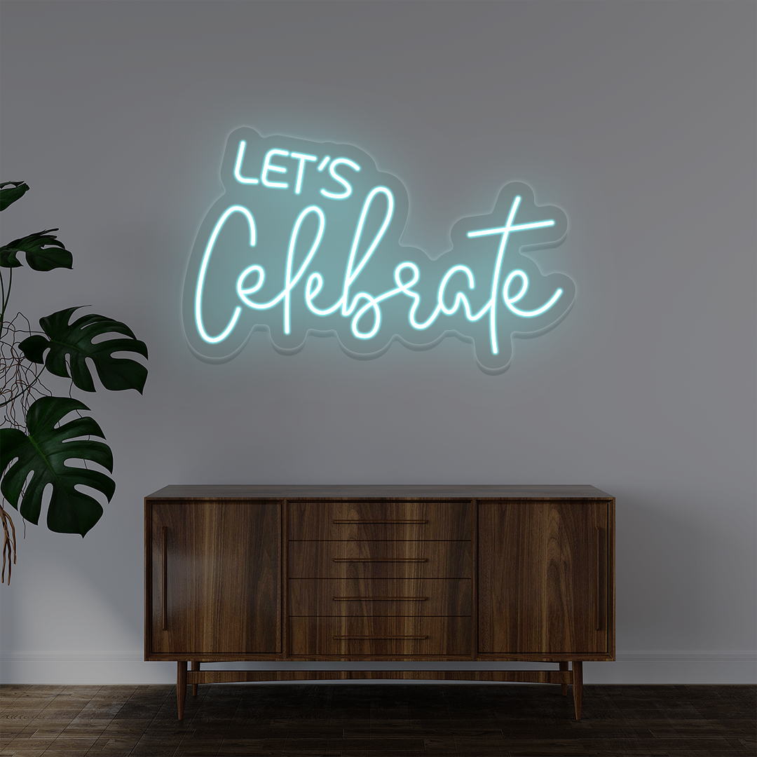 Let's Celebrate Neon Sign | Iceblue