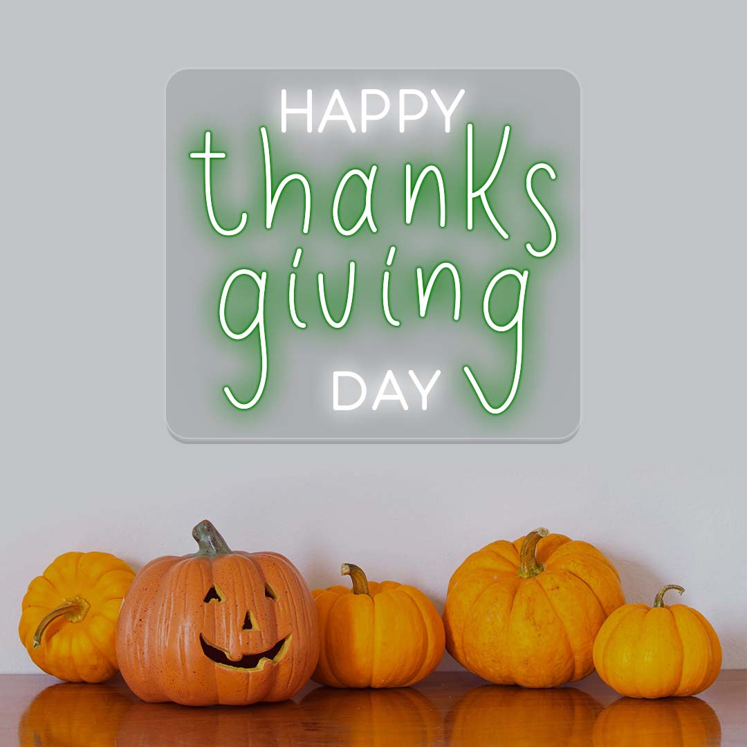 Happy Thanksgiving Day - Multicolor Neon Sign