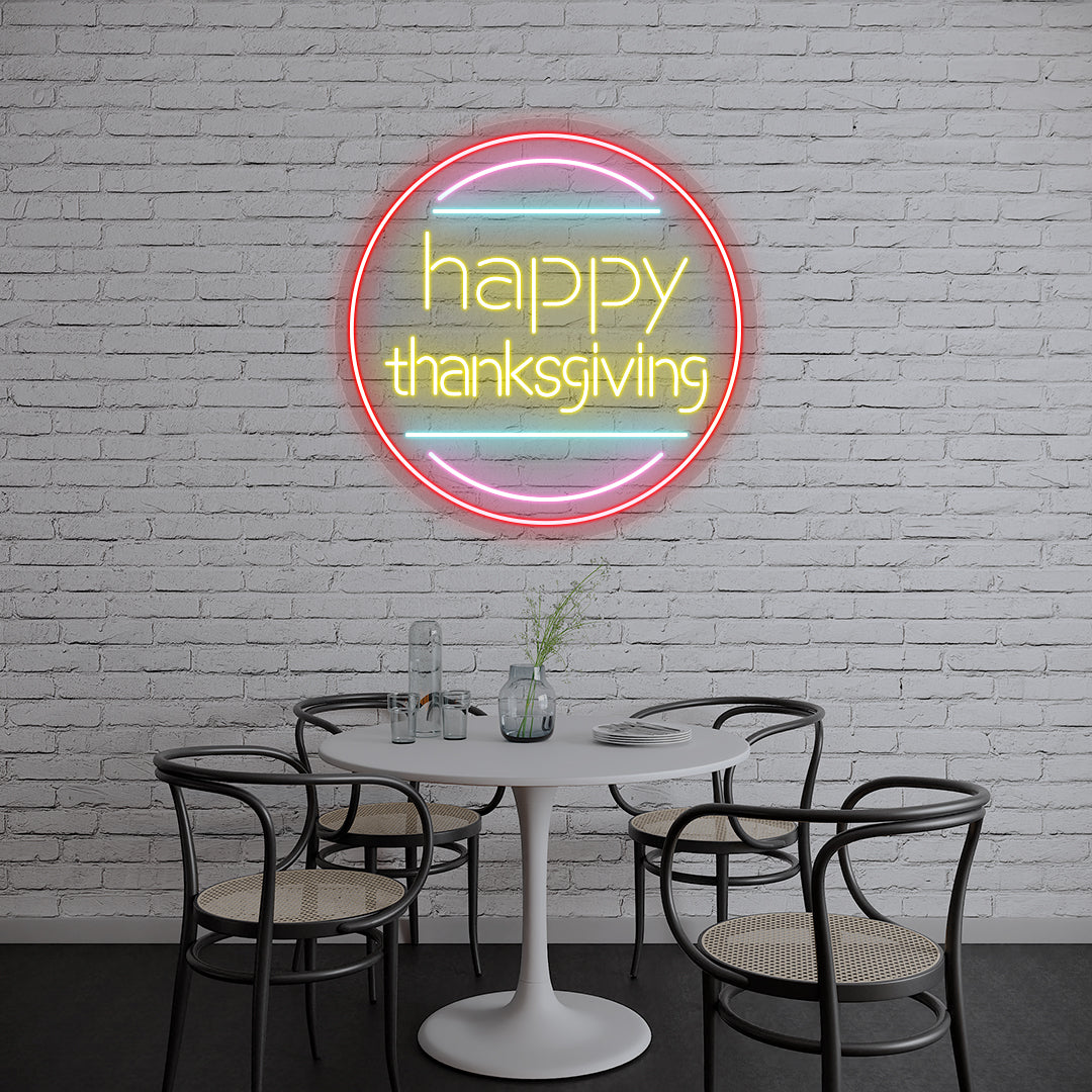 Happy Thanksgiving Day - Multicolor Neon Sign