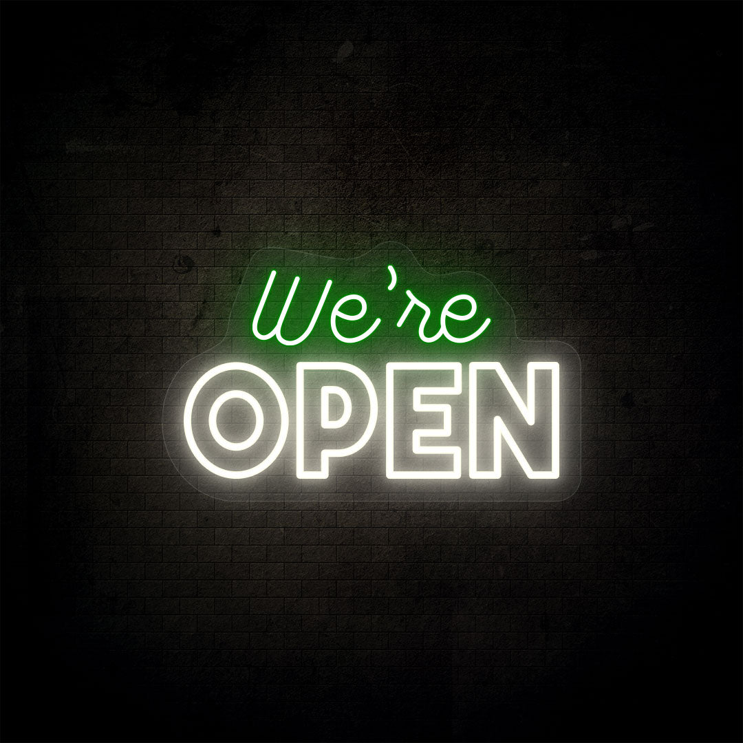 We’re Open Neon Sign | Multicolor | White