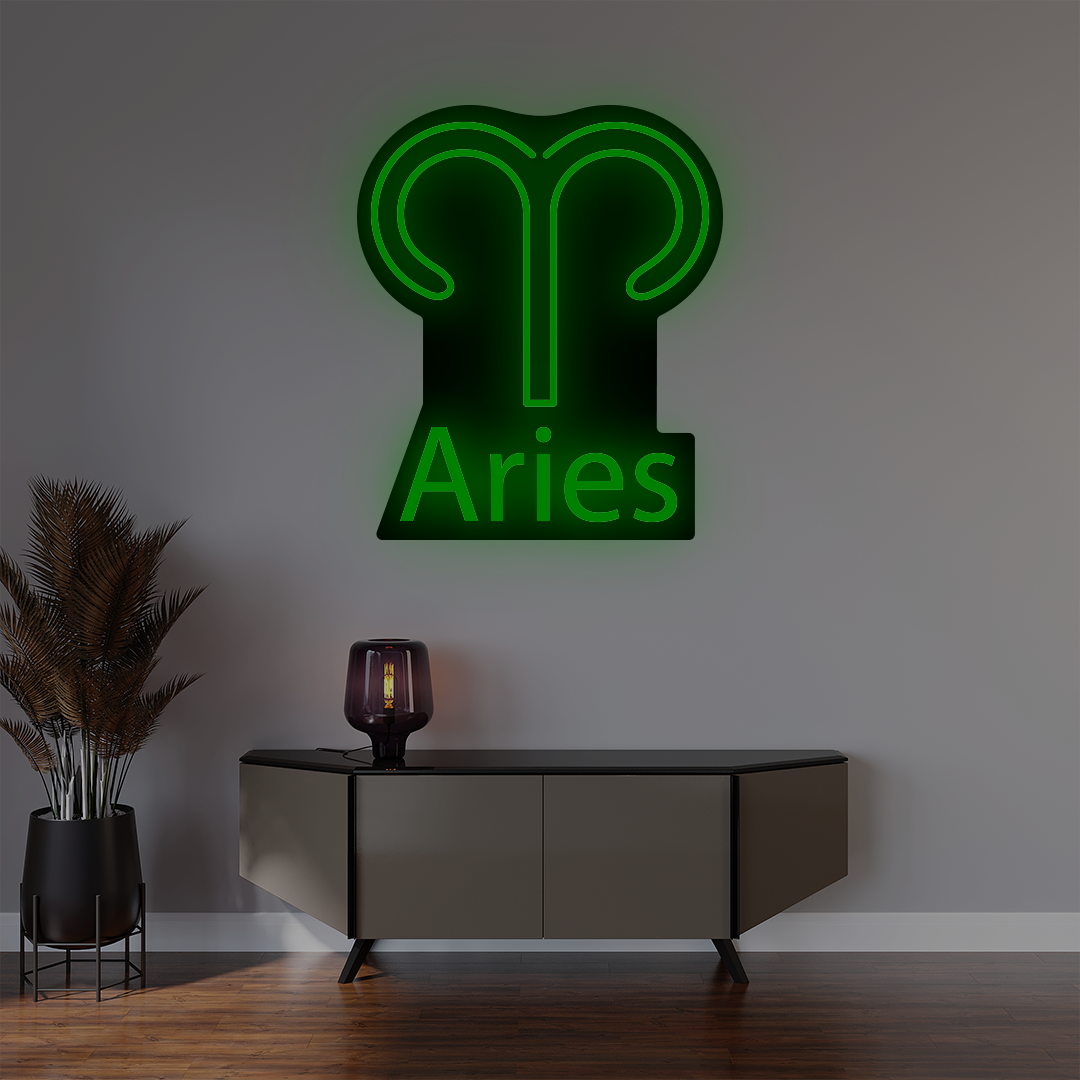 Aries Zodiac Illuminated Sign | Green