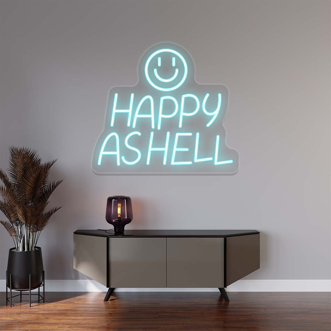 Happy As Hell Neon Sign | iceblue