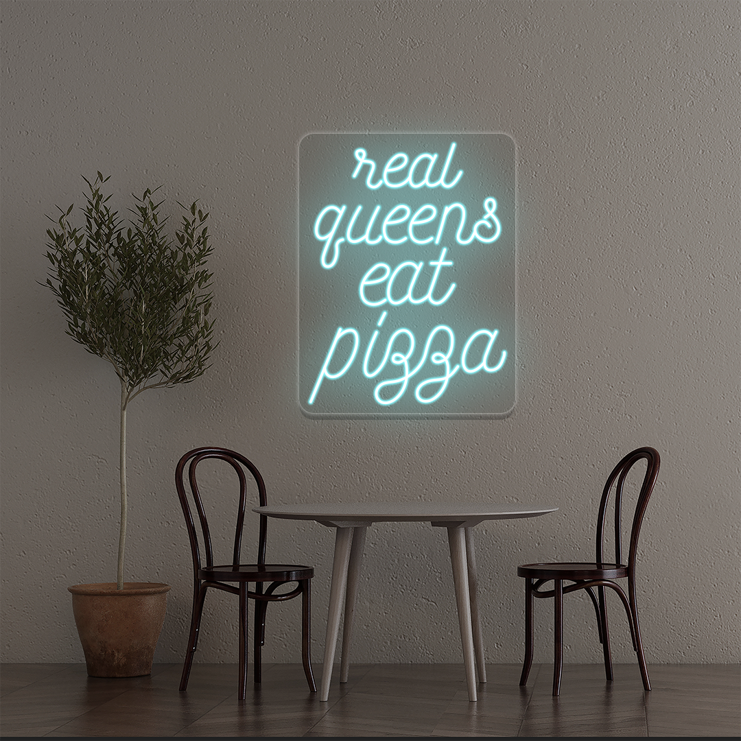 Real Queens Eat Pizza Neon Sign | Iceblue