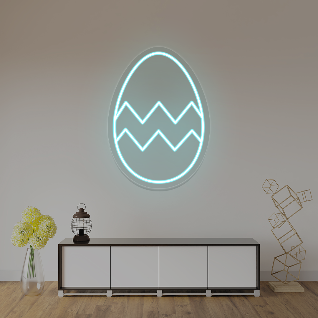 Ice blue Easter egg neon sign wall art