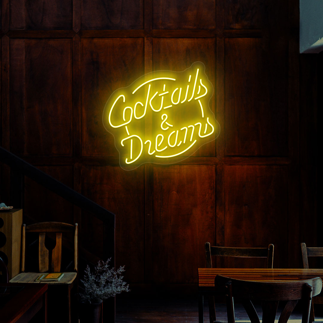 Cocktails and Dreams Neon Sign | Yellow