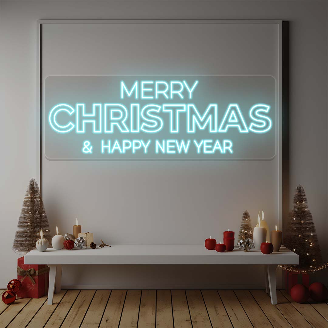 Merry Christmas And Happy New Year Neon Sign | Iceblue