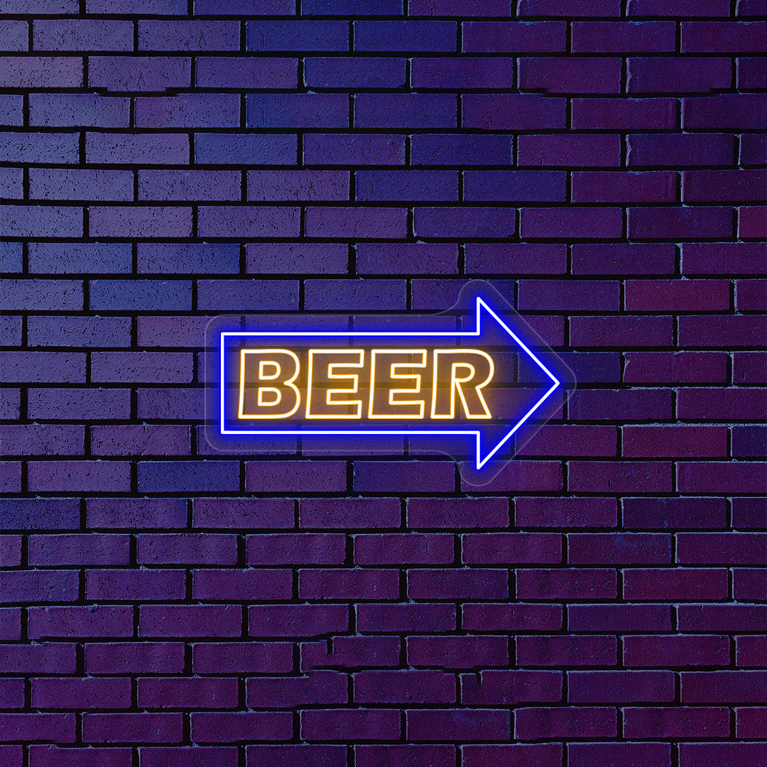 Beer Arrow Neon Sign | Multicolor | Orange