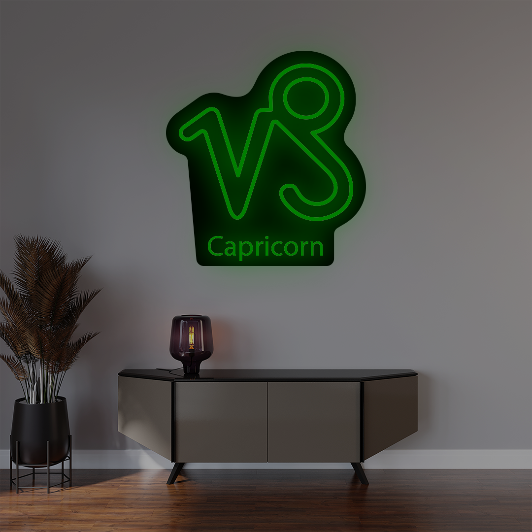 Capricorn Zodiac Illuminated Sign | Green