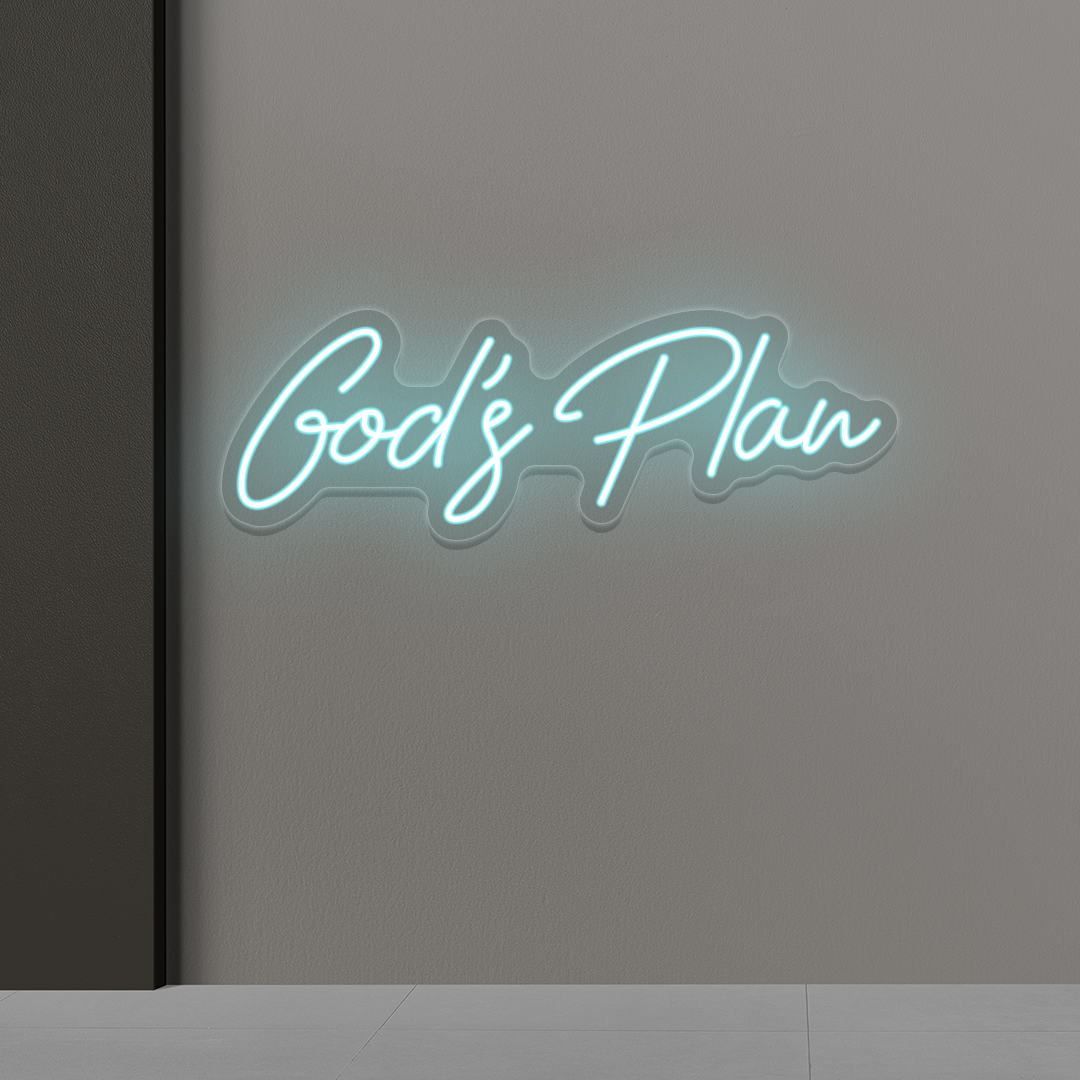 God's Plan Neon Sign | Iceblue